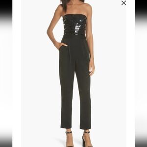 Alice + Olivia Jeri Strapless Sequin-top Jumpsuit
